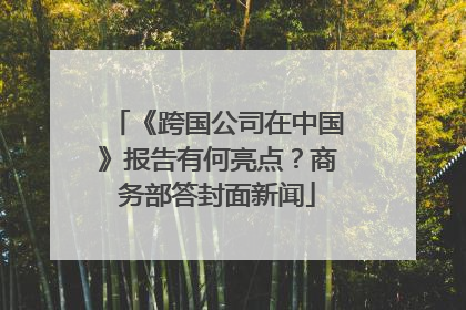 《跨国公司在中国》报告有何亮点？商务部答封面新闻