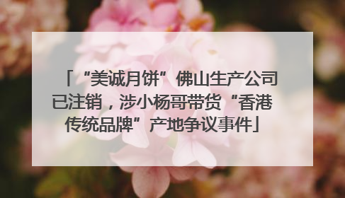 “美诚月饼”佛山生产公司已注销，涉小杨哥带货“香港传统品牌”产地争议事件
