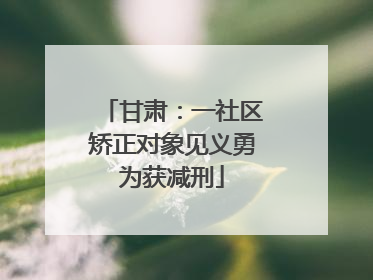甘肃：一社区矫正对象见义勇为获减刑