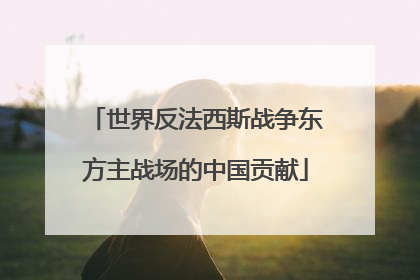 世界反法西斯战争东方主战场的中国贡献