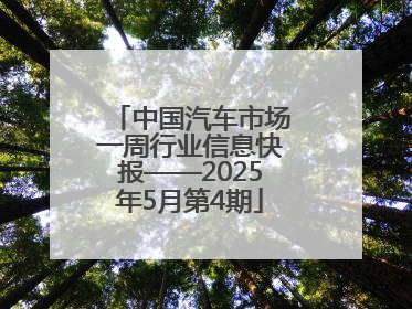 中国汽车市场一周行业信息快报——2025年5月第4期