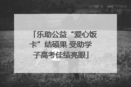 乐助公益“爱心饭卡”结硕果 受助学子高考佳绩亮眼