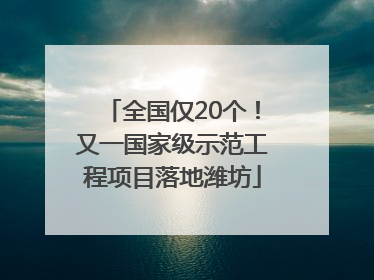 全国仅20个！又一国家级示范工程项目落地潍坊