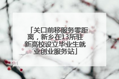 关口前移服务零距离，新乡在13所驻新高校设立毕业生就业创业服务站