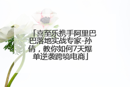 喜至乐携手阿里巴巴落地实战专家-孙倩，教你如何7天爆单逆袭跨境电商