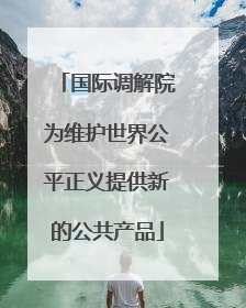 国际调解院为维护世界公平正义提供新的公共产品