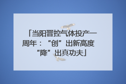 当阳晋控气体投产一周年：“创”出新高度 “降”出真功夫