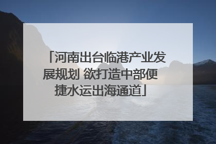 河南出台临港产业发展规划 欲打造中部便捷水运出海通道