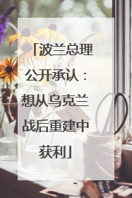 波兰总理公开承认：想从乌克兰战后重建中获利