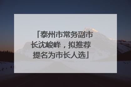 泰州市常务副市长沈峻峰，拟推荐提名为市长人选