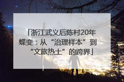 浙江武义后陈村20年蝶变：从“治理样本”到“文旅热土”的跨界