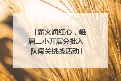 薪火润红心，峨眉二小开展分批入队闯关挑战活动