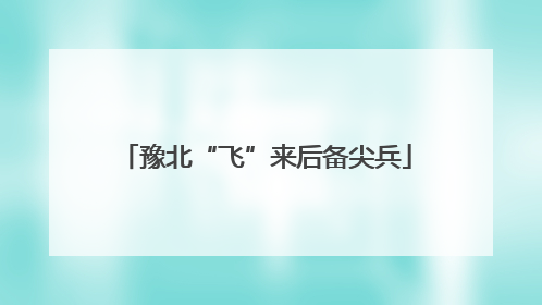 豫北“飞”来后备尖兵