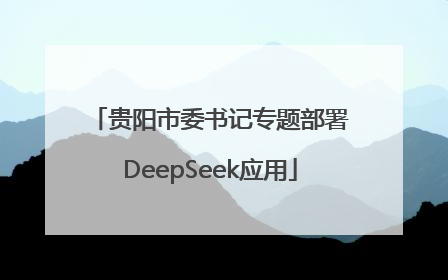 贵阳市委书记专题部署DeepSeek应用