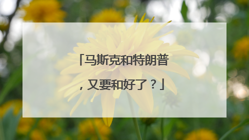马斯克和特朗普，又要和好了？