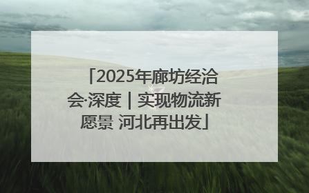 2025年廊坊经洽会·深度｜实现物流新愿景 河北再出发