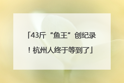 43斤“鱼王”创纪录！杭州人终于等到了